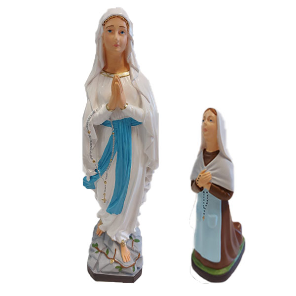 statua da giardino madonna di Lourdes e Bernadette, madonnina da giardino, statuetta madonna di lourdes, arredo giardino Bergamo, giardinaggio Bergamo, Rota Commerciale Bergamo