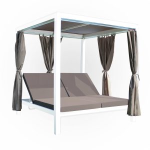 gazebo con letto zanzibar, gazeboletto, gazebo con letto da esterno, gazebo con letto da giardino, gazebo con letto matrimoniale, gazebo letto bianco, arredo giardiono Bergamo, Giardinaggio Bergamo, arredo giardino, giardinaggio, Rota Commerciale Bergamo