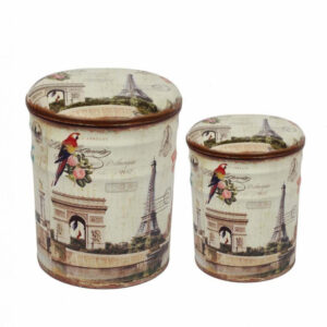 SET DI 2 POUF CONTENITORE TONDO PARIGI