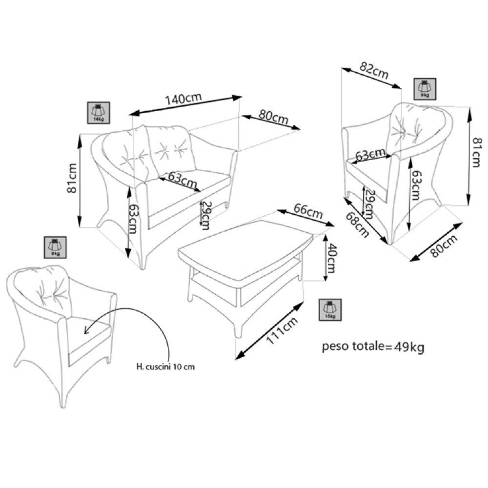 Salotto da giardino in wicker, salotto da giardino, salotto in wicker, salotto da esterno in wicker, salotto da esterno, arredo giardino, arredo giardino Bergamo, giardinaggio, giardinaggio Bergamo, Rota Commerciale Bergamo