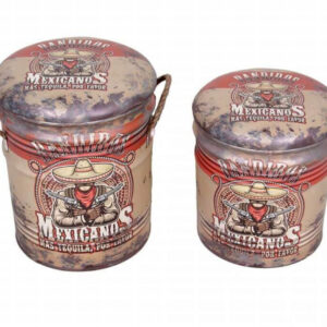 SET DI 2 POUF CONTENITORE TONDO CREMA