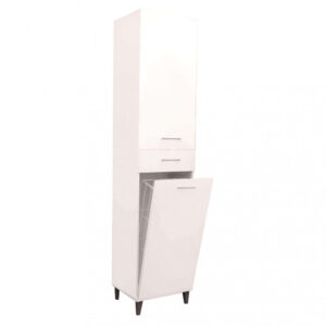 COLONNA PURE CON CESTO PORTABIANCHERIA BIANCO LUCIDO