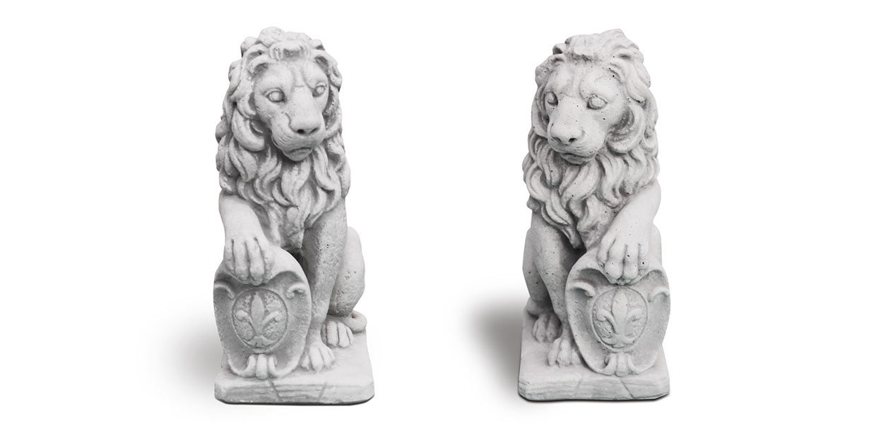statua leone lucca destro e sinistro da giardino, statue leoni da giardino, statua giardino, arredo giardino Bergamo, giardinaggio Bergamo, Rota Commerciale Bergamo, statue per colonne cancelli
