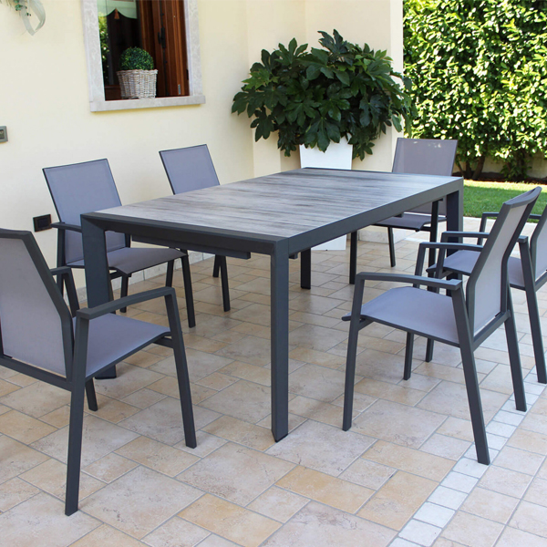 tavolo giardino allungabile Newport tavolo esterno, tavoli in gres effetto legno allungabile, arredo giardino Bergamo, Giardinaggio Bergamo, Rota commerciale Bergamo