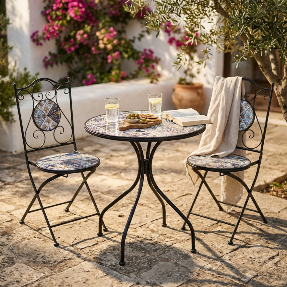 SET 2 SEDIE E TAVOLO ROTONDO Ø 60 BACCO