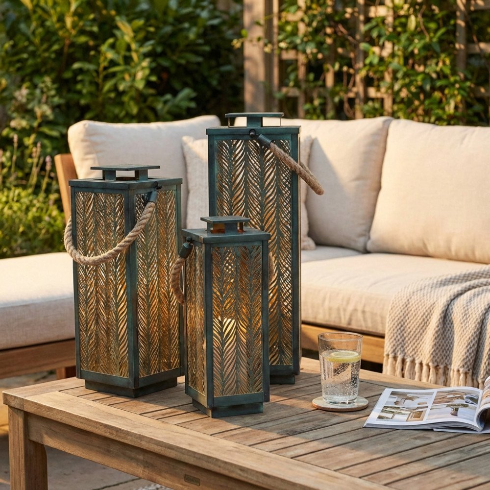 SET DI 3 LANTERNE IN METALLO DANIELLE