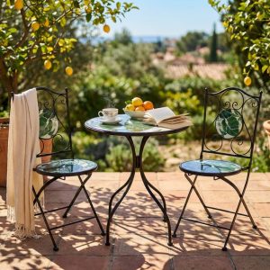 SET 2 SEDIE E TAVOLO ROTONDO Ø 60 TELLUS