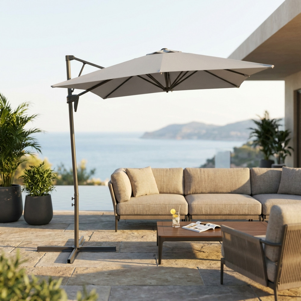 OMBRELLONE ALTAIR NERO P/L 2 X 3 TELO GRIGIO CHIARO