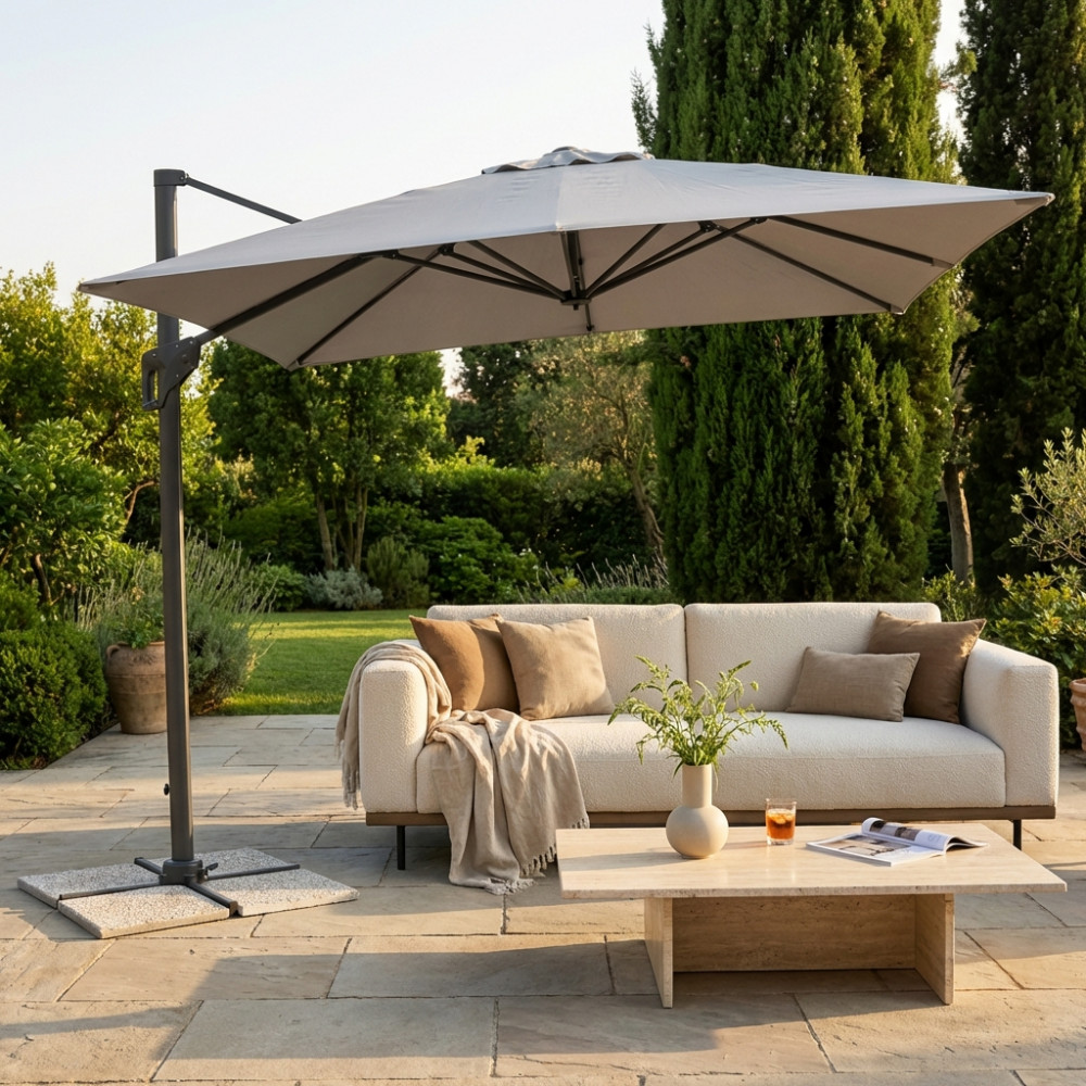 OMBRELLONE GARNET NERO P/L 3 X 4 TELO GRIGIO CHIARO