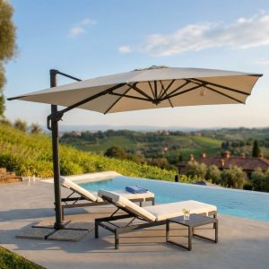 OMBRELLONE STEPHENSON NERO P/L 3 X 4 TELO BEIGE