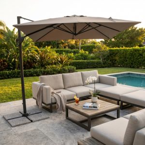 OMBRELLONE GARNET NERO P/L 3 X 3 TELO TAUPE