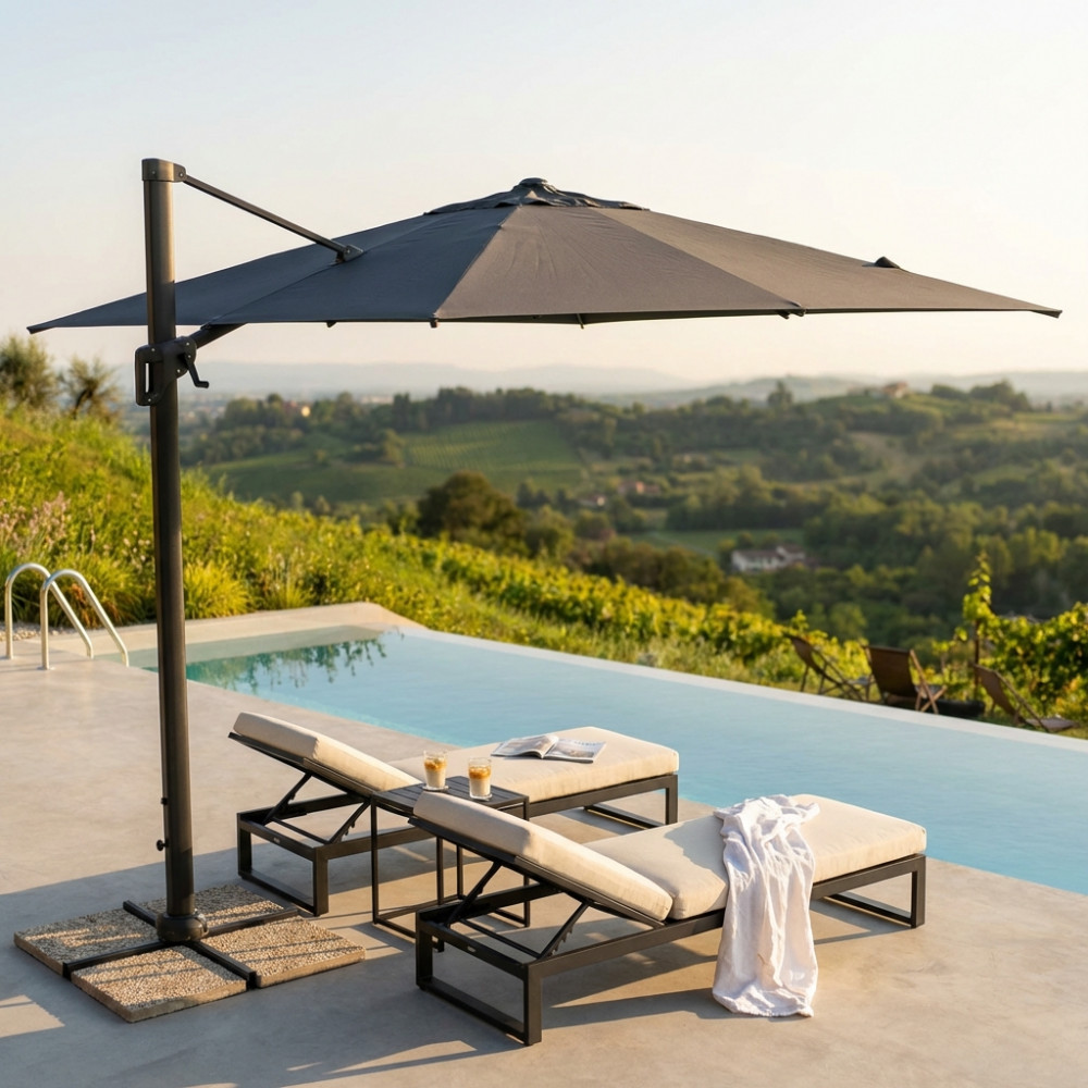 OMBRELLONE ACRUX NERO P/L 4 X 4 TELO GRIGIO