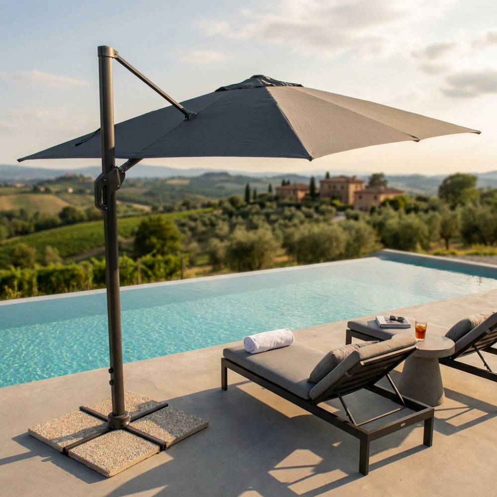OMBRELLONE STEPHENSON NERO P/L 3 X 3 TELO NERO