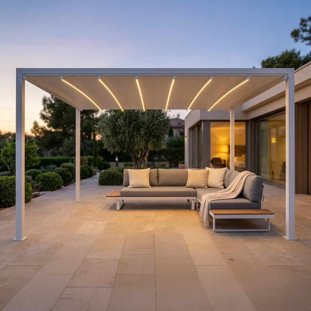 PERGOLA RETRATTILE MOTORIZZATA 3 X 3 CON LED