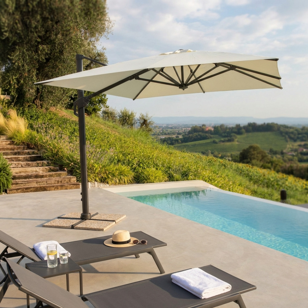 OMBRELLONE STEPHENSON NERO P/L 4 X 4 TELO BEIGE