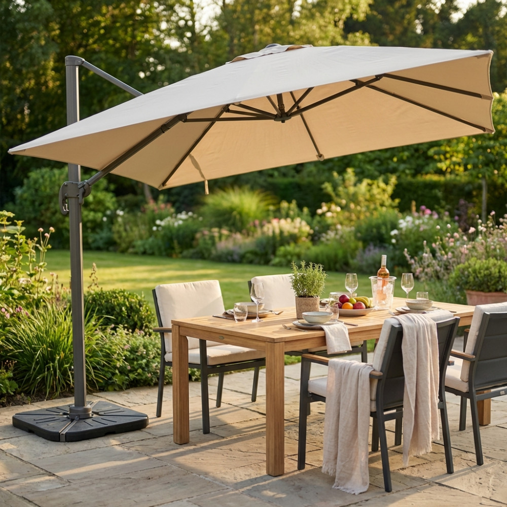 OMBRELLONE SATURNO TAUPE P/L 3 X 4 TELO TORTORA