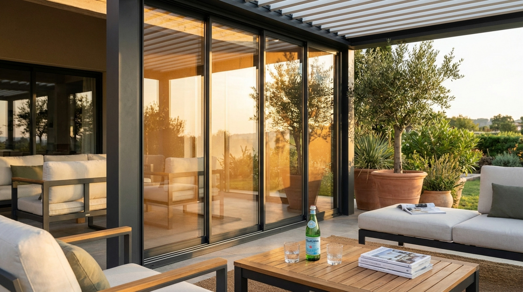 LATERALE VETRO PER LATO DA 4 M PERGOLA BIOCLIMATICA