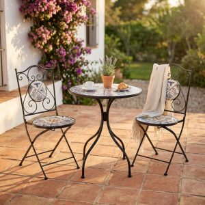 SET 2 SEDIE E TAVOLO ROTONDO Ø 60 PERSEFONE