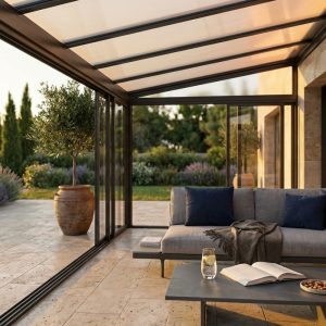 VERANDA ADDOSSATA CON COPERTURA IN POLICARBONATO 4,3 X 3