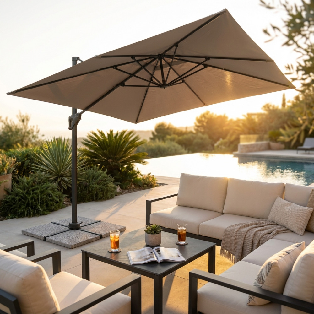 OMBRELLONE GARNET NERO P/L 3 X 4 TELO TAUPE