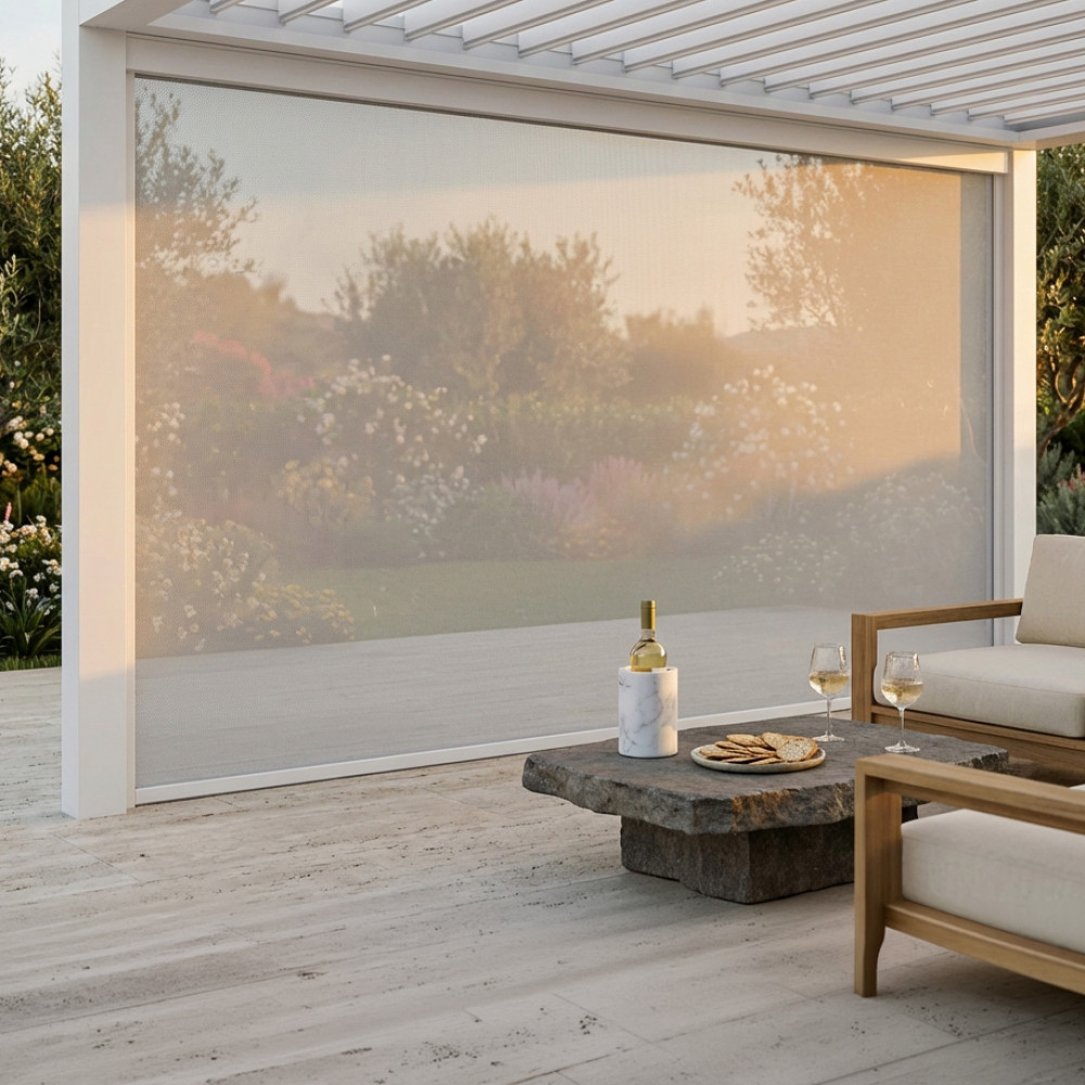 LATERALE MANUALE TEXTILENE/ZANZARIERA PER LATO DA 3 M PERGOLA BIOCLIMATICA