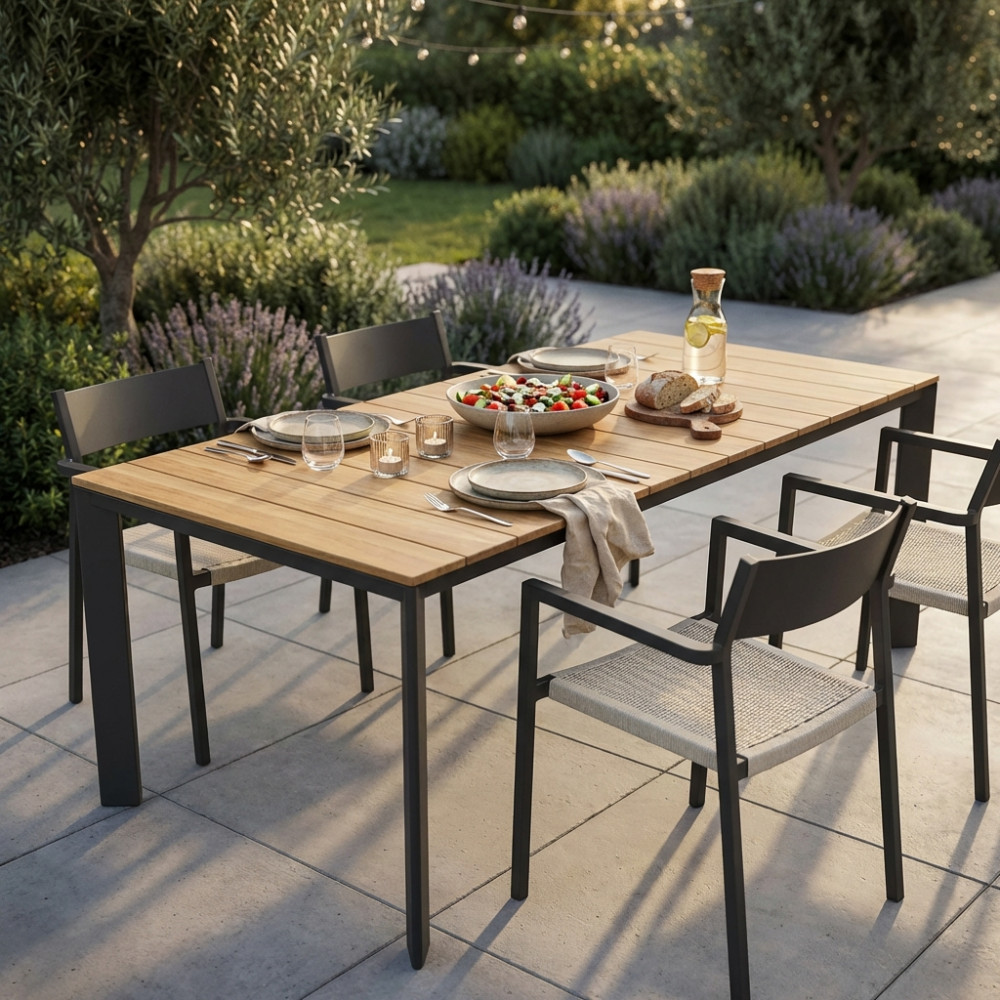 TAVOLO TULCÁN 210/275 X 100 PAINO IN TEAK