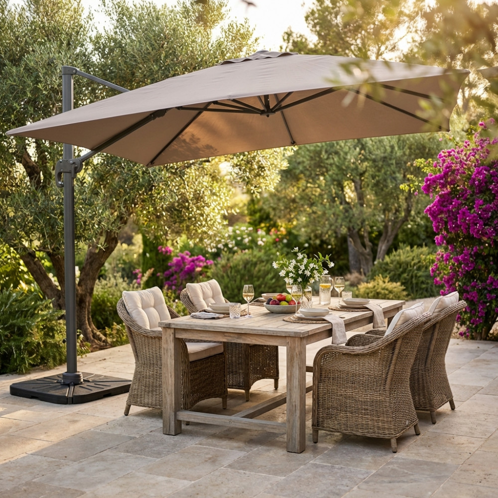 OMBRELLONE SATURNO TAUPE P/L 3 X 3 TELO TORTORA