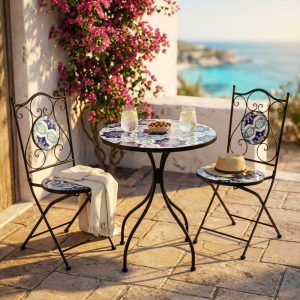 SET 2 SEDIE E TAVOLO ROTONDO Ø 60 MORS