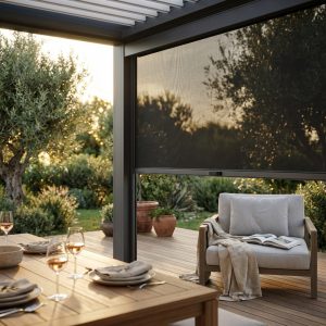 LATERALE MANUALE TEXTILENE/ZANZARIERA PER LATO DA 3 M PERGOLA BIOCLIMATICA